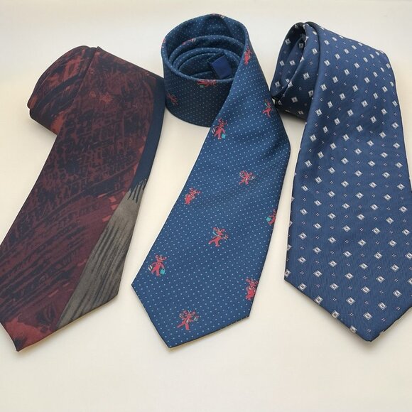 Vintage Peachick Angelica Abstract Men’s Neck Ties Set Of 3 Business Office - Picture 1 of 4